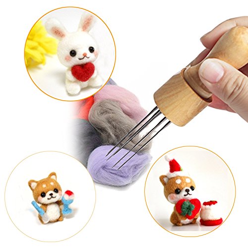 Diy Craft Wool Felt Stitch Punch Tool Solid Wood Handle With Eight Needles Tool #TOP2