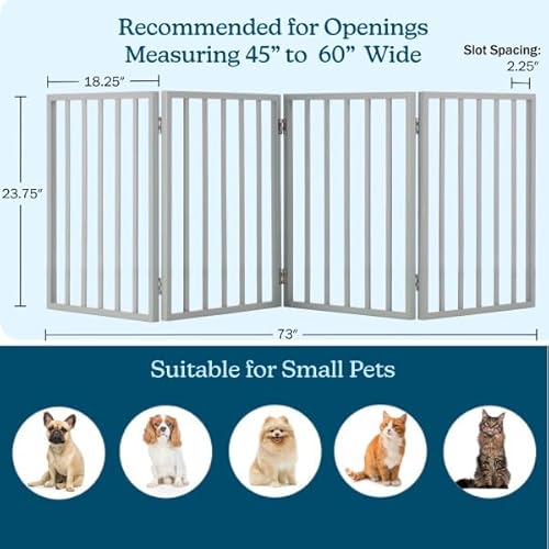 image for Pet Gate - 4-Panel Indoor Foldable Dog Fence for Stairs, Hallways, or 