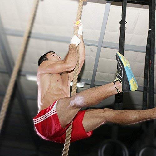 Image of UPHILL Sporting Jute Climbing Rope 15 ft 36 mm Thickness | Iron Handle u Shape joot Climbing Rope