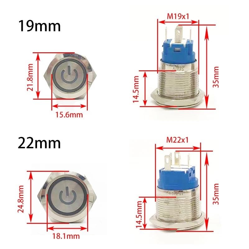 Bouton démarrage jaune 16mm 220V pour tableau de commande DIY
