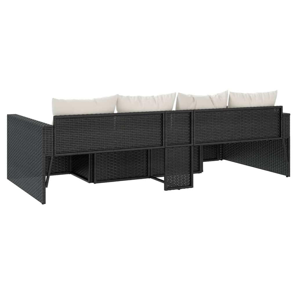 vidaXL Garten Lounge Set 2-TLG., Gartenmöbel Set mit Kissen, Sitzgruppe für Garten Terrasse, Sofa Garnitur Loungemöbel U-Form, Schwarz Poly Rattan