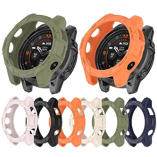 FitTurn [6 Pack] Case for Garmin Fenix 7X pro/Epix Pro 51mm Watch Case Replacement TPU Sleeve Slim Sleeve Protector Armor Anti-Scratch Bezel Silicone Band Cover Case