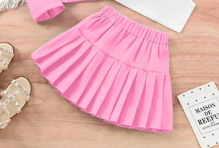 Image of Three Piece Co ord Set Dress for Girls| Jacket Top and Skirt Open Front Suits Set| Girls Clothing Set