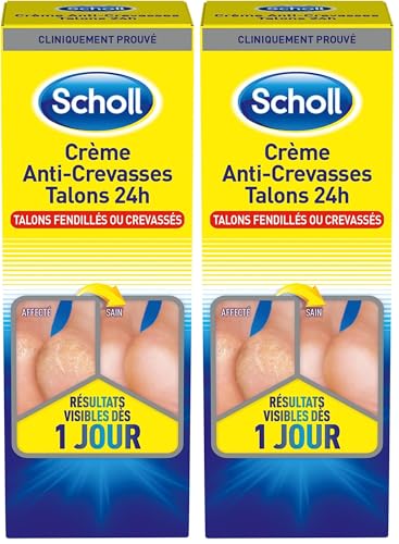 Scholl Crème Pieds Anti-Crevasses Talons fendillés ou crevassés 24h 60ml (Lot de 2)