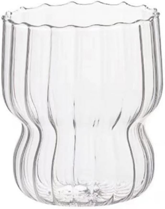 Glass Cups Striped Glass Cup Resistant Tea Beer Mug Milk Drinking Glasses Transparent Cold Beverage Drink Mug Home Office Drinkware Drinking Glasses