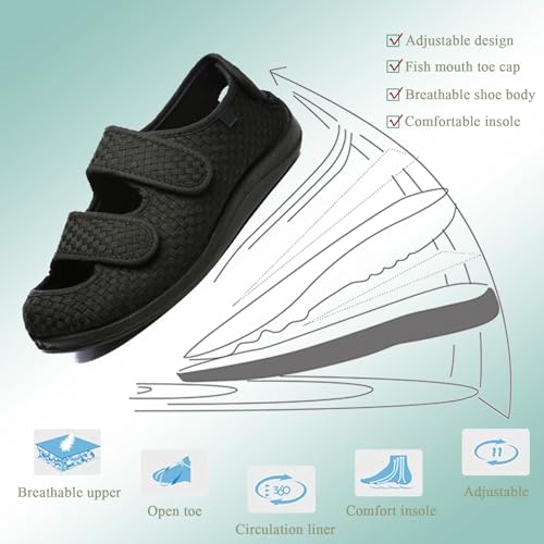 Diabetic Sandals Extra Wide, Women's Non Slip Wide Width Shoes Comfy Indoor Outdoor House Shoes for Elderly Women Swollen4