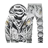RYTEJFES Gefütterte Jogginganzug Herren mit kapuze Trainingsanzug Winter Warm Kapuzenjacke Sportanzug mit Gefütterte Männer Casual Sweatjacke Jogginghose Kombiteil Kapuzenpullover Traininghose Set