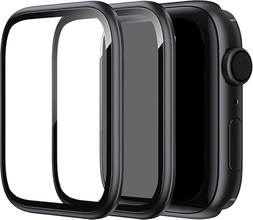 KOOLRIVER・Apple互換品 Watch Series 11/10 液晶保護フィルム 2枚入り 全面保護 強化ガラス アルミ 傷防止 アップルウォッチ10 46mm フィルム一体 プロテクター フィルム 保護シート[Series 10 46mm(ブ