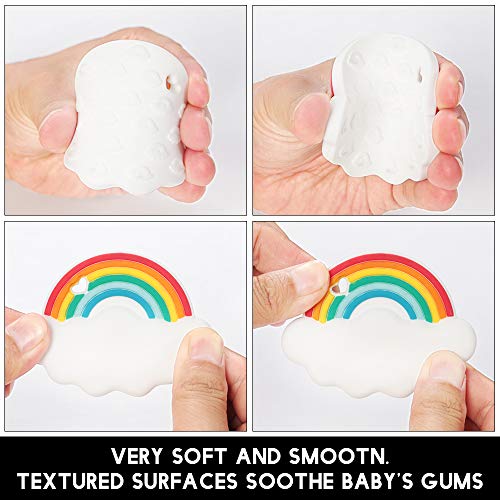 Image of Baby Silicone Teether,Sensory Chew Toys,BPA Free Soft and Effective Infant Teething Pain Relief Toys,Freezer Safe,Food Grade Silicone,Best Shower Gift for Boys and Girls (Rainbow)
