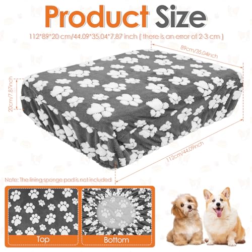 Deuson Bezüge für Hundebetten,Bezug Hundebett,Hundebett Bezug Ersatz,Wasserdichter,Weicher Samtbezug für Hundekissen,Waschbar,91x69x20 cm/112x89x20 cm(XL)