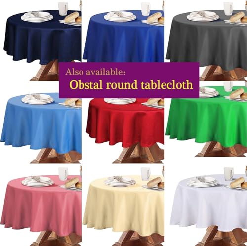 Image of Obstal 210GSM Round Table Cloth, Silver, 120 Inch Diameter | Water Resistance Microfiber Tablecloth, Decorative Fabric Circular Table Cover for Outdoor and Indoor Use