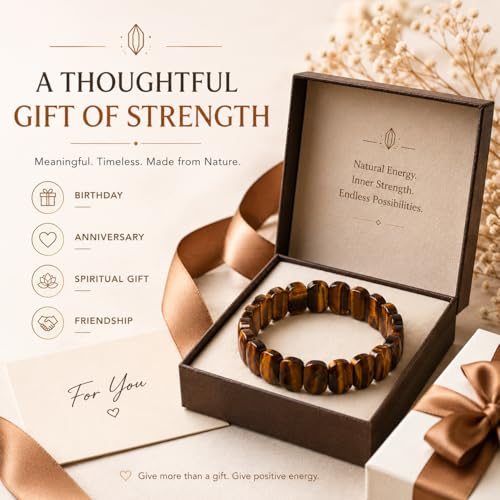 Image of Tiger Eye Bracelet for Men & Women | Natural Tiger Eye Healing Crystal Bracelet for Confidence, Protection & Positive Energy | Adjustable Reiki for Meditation, Chakra Balancing & Spiritual Wellness
