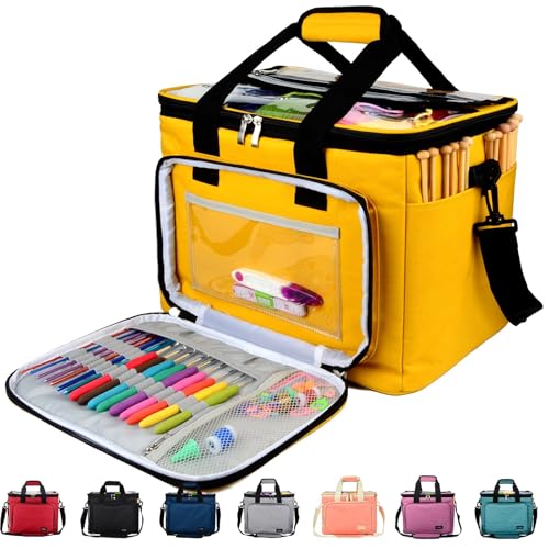 Bolsa Labores, Honshin Bolsa Para Accesorios de Costura Portátil para Crochet Guardar Lanas y Agujas Proyectos(Amarillo)