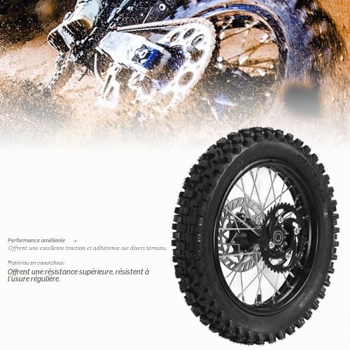 Yctze Ensemble de Pneus de Bord de Roue Arrière 14 Pouces avec Rotor et Pignon 90/100-14 Remplacement de Poignée Améliorée de l'arbre 15 Mm pour Tao Kayo TSD 110 TD 125