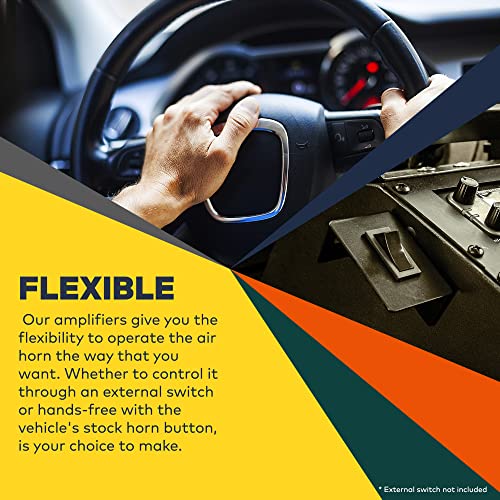 Soundalert 100W Police Air Horn Amplifier Kit [120-130 Db Bullhorn Speaker] [Manual Control Or Stock Horn Bybass] [10 A Fuse Protected] Electronic Air Horn For Emergency Vehicles Trucks Cars #TOP4