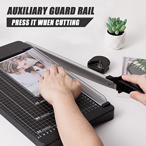 Tianse Paper Trimmer, Paper Cutter Guillotine With Safety Blade Lock 12” 8 To 12 Sheet Capacity, Heavy Duty Metal Base Paper Cutting Board For Home, Office,School #TOP4