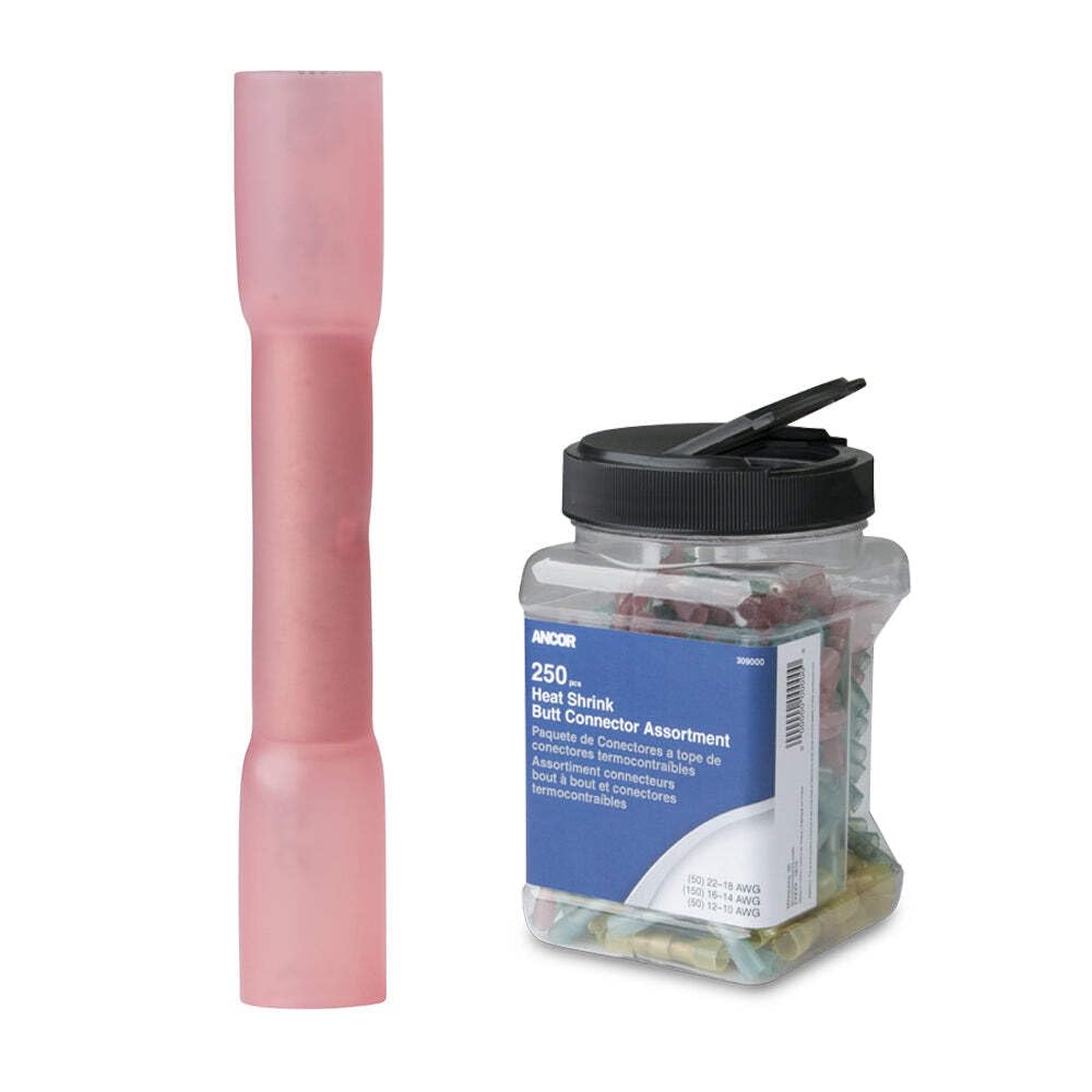 ANCOR Heat Shrink Butt Connector 22|18AWG (0.3-0.8mm²) 250PCS DAN-111 Other, Multicolor, One Size