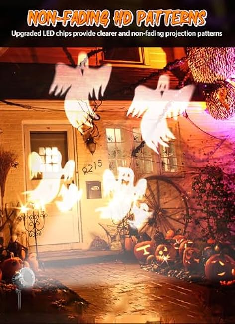 Minetom Halloween Projector Lights Outdoor, Rotating Ghost Projector Halloween, Waterproof Halloween Light Projector Landscape Lights for Outdoor Indoor, Yard, Patio, Garden, Party Decor