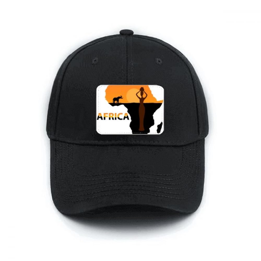 Casquette de baseball afmap broderie éléphant de la savane coton noir ajustable - 4