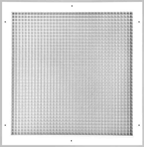Image of 6 inch x 16 inch Cube Core Eggcrate Return Air Grille - Aluminum Rust Proof - HVAC Vent Duct Cover - White [Outer Dimensions: 7.75 X 17.75]