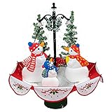 30" Musical Lighted Snowing Snowman Family in Umbrella Base Christmas Decoration