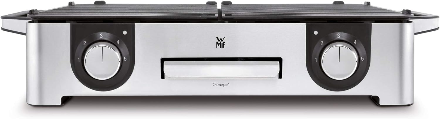 WMF Lono Master-Grill Elektrogrill 2400W 50x28 cm Edelstahl matt Tischgrill mit Windschutz