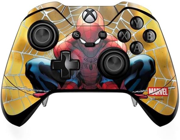 Skinit Decal Gaming Skin Compatible with Xbox One Elite Controller - Officially Licensed Marvel Spiderman Web Throw Design