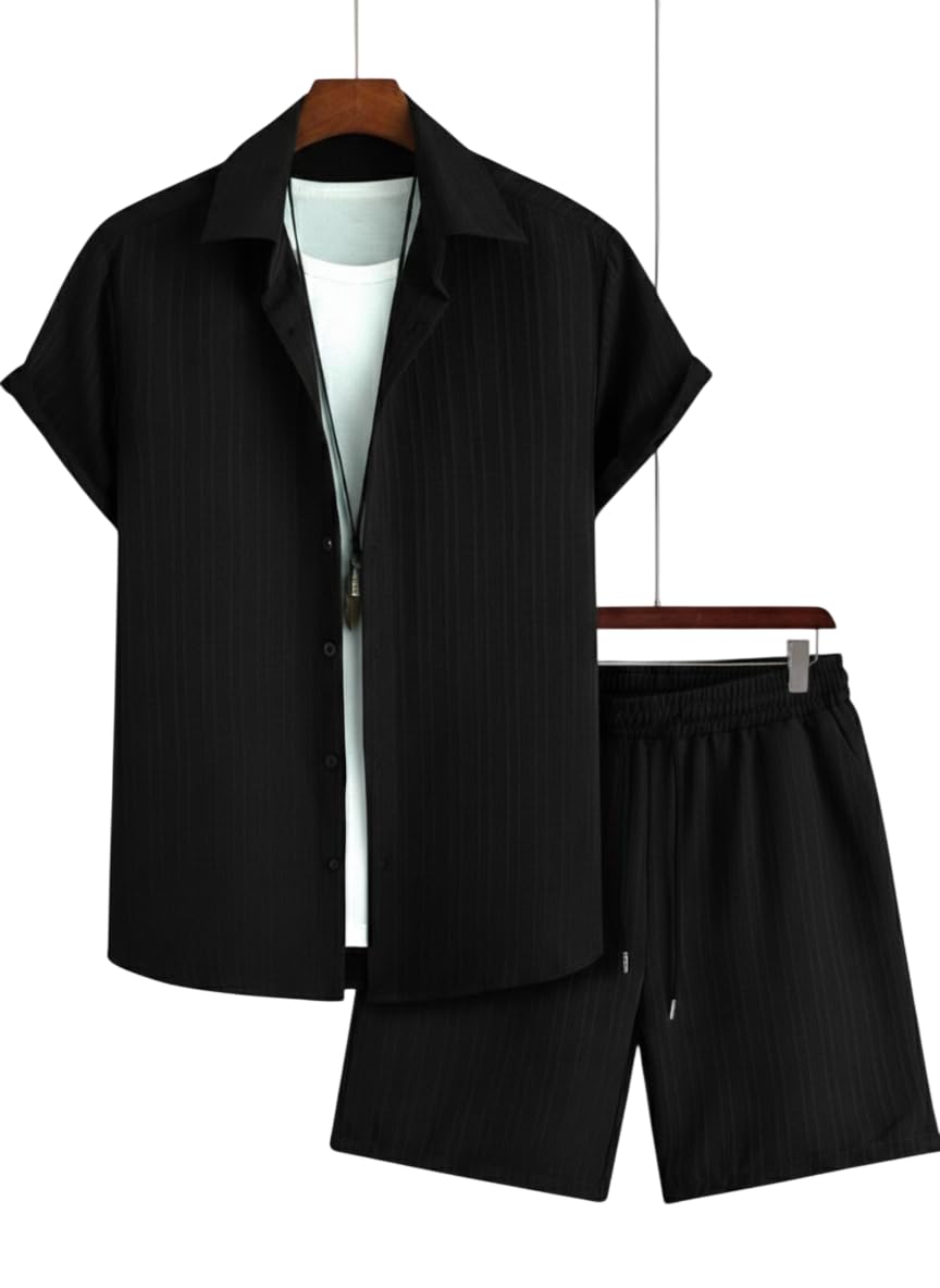 Men's Short Sleeve Shirt and Shorts Night Suit Set