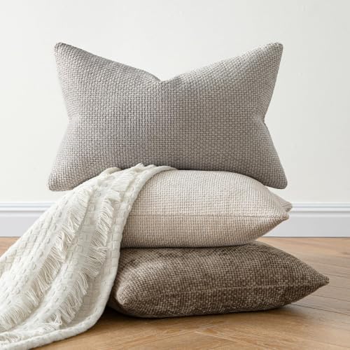 Image of MIULEE Decorative Neutral Khaki Euro Sham Pillow Covers 26x26 Inch 2 Pack