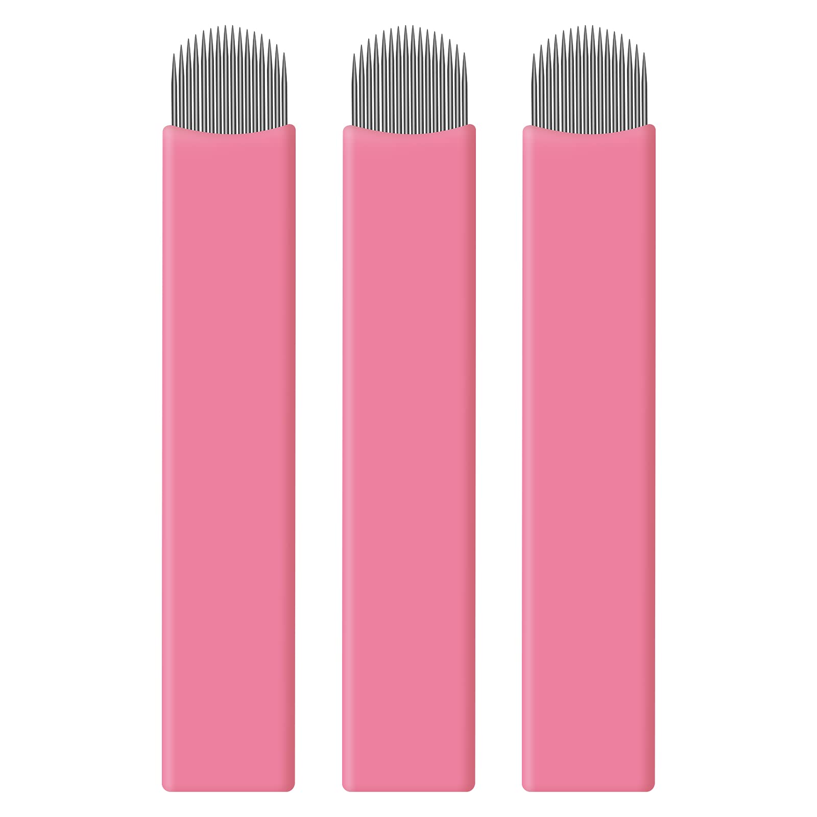 50pcs Pink Microblading Nano Needles 0.15mm Perfecto para líneas de cabello Cejas Agujas Pluma Microblading Desechable (16U)