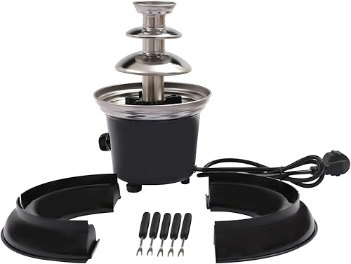 Miniatura 9 de Fuente de fondue de chocolate de 3 niveles, capacidad de 1 libra, con varilla giratoria en espiral, hecha de polipropileno y acero inoxidable 430,