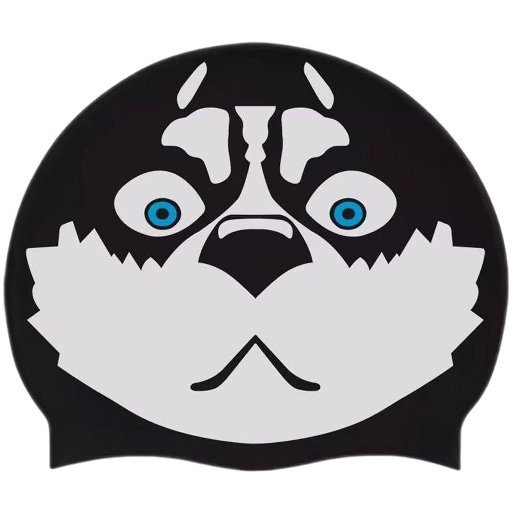 Baokuan Swimming Hat for Men - Adult Swimming Cap, Funny Silicone Dog Print Pool Headgear, Comfortable Waterproof Silicone Swim Hats