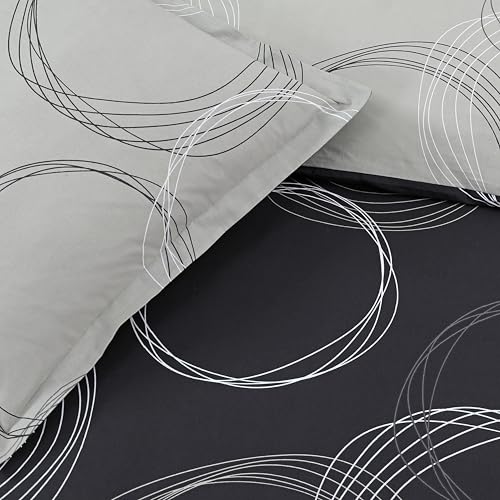 Funda nórdica gris Lenny de 240x220 cm con dos fundas de almohada de algodón 5