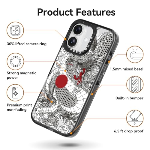 Coque iPhone 16 MagSafe antichoc esthétique motif dragon - 5