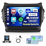 [Upgrade HiFi] Car Radio for Hyundai Santa Fe IX45 2013-2018: [2G+64G] 9 inch Touch Screen Upgrade for Santa Fe Car Stereo with Wireless Carplay Android Auto GPS Bluetooth FM RDS