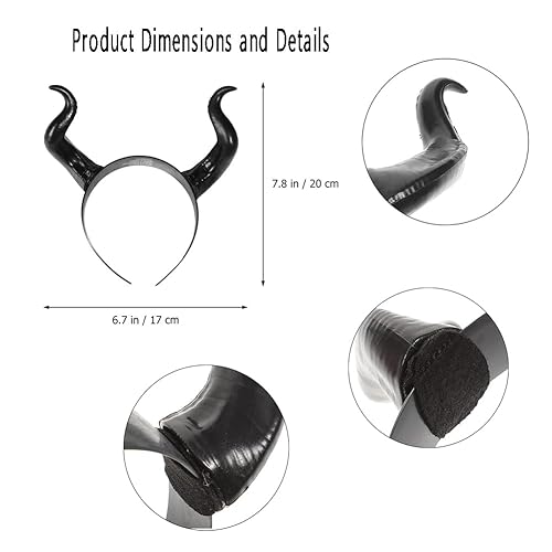 Miniatura 2 de Furimuk Diadema negra con cuernos de diablo para cosplay, accesorio gótico de belleza para Halloween, accesorios para el cabello, disfraz de fiesta