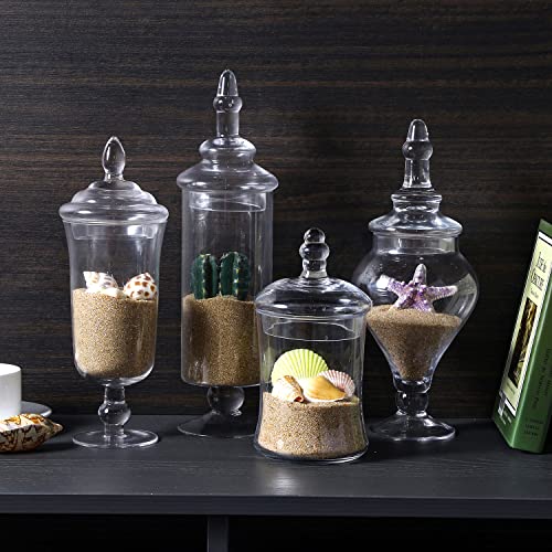 Mygift Clear Glass Apothecary Jars With Lids, Decorative Wedding Candy Serving Canisters, Set Of 4 #TOP3