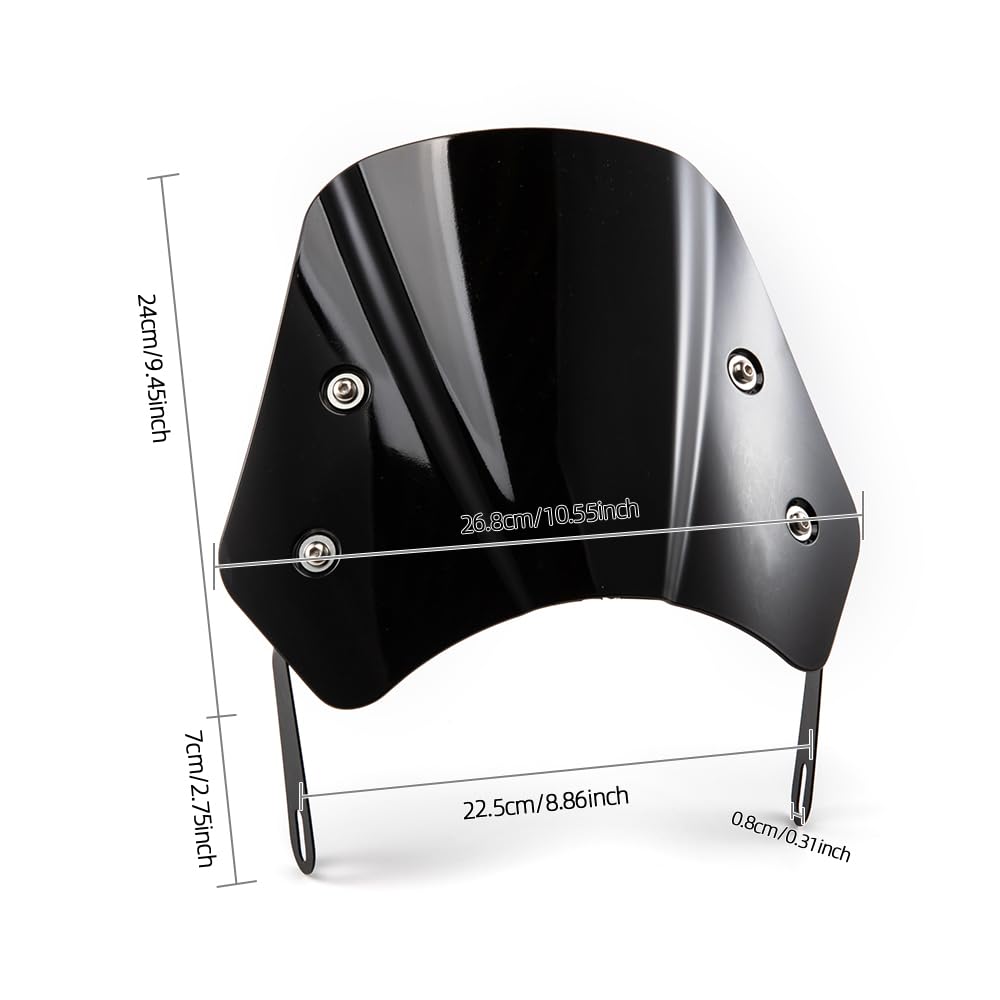 Parabrezza universale per moto Parabrezza per fari da 5'‘ - 7’' Moto (Nero)