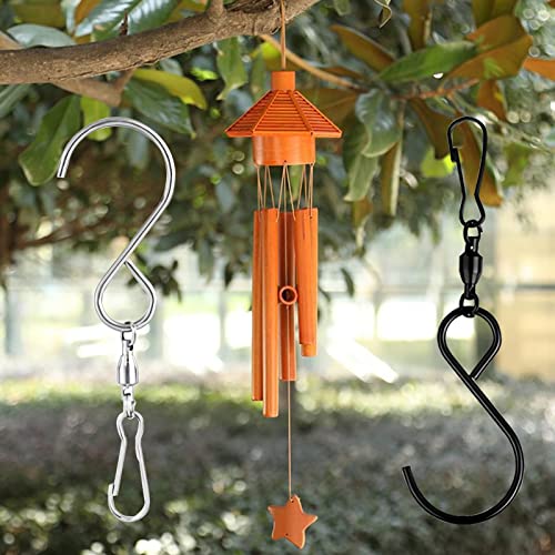 Urmspst 12 PCS Swivel Hooks Clips, 3.54\" Swivel Clip Hanging Hooks, Windsock Clips for Windsocks, Wind Chimes,Party Supply, Flower pots, Bird feeders, Solar Lights, Flags, (Black)