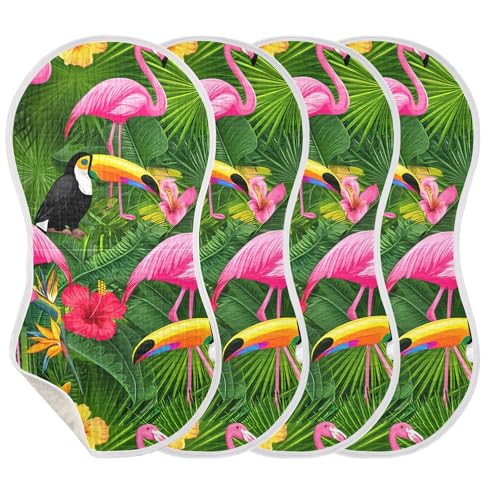 xigua Tropical Flamingos Baby Burp Cloths for Newborn Boys and Girls 2 Pack, Soft & Absorbent Cotton Baby Burp Cloth, Baby Washcloths, Newborn Towel, Burp Rags3