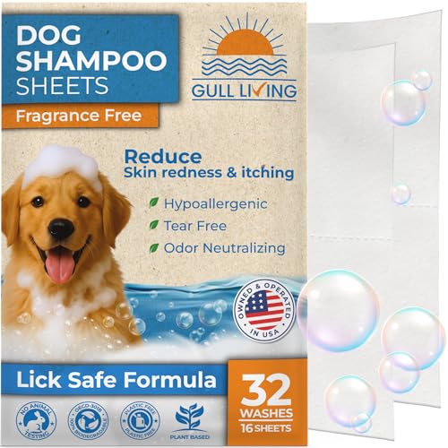 Gull Living 32 Washes Dry Shampoo Sheets for Dogs and