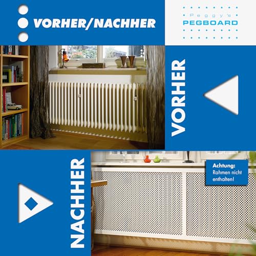 Pegboard SEVILLA Lochwand 122 x 61 x 0,3 cm MDF-Platte weiß lackiert - Heizkörperverkleidung, Türfüllung, Paravent oder Lüftungsgitter (Einzelpackung)