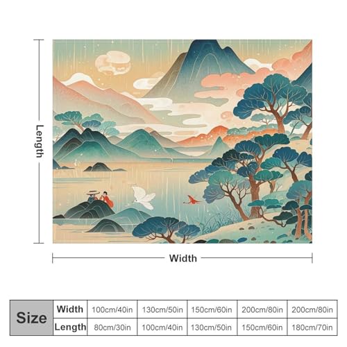 Couverture en micro polaire 152x203cm douce à motif chinois