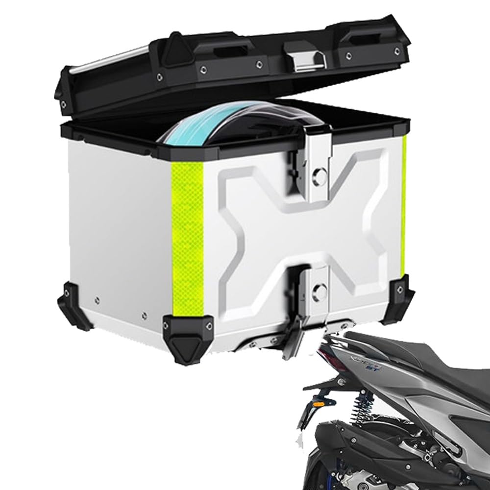 Coffre Valise pour Moto Aluminium Top Case De Moto Étanche avec Serrure De Sécurité, pour Scooter, Moto, Mobylette, Quad, 28L 36L 45L 55L 65L 80L 100L(Silver,36L)