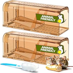 TAKRINK Mausefalle Lebend 2er Set Tierfreundlich Mäusefalle Hochsensitive Lebendfalle Maus Wiederverwendbar Kein Kontakt mit Ratten für in der Küche im Garten im Lager(17X6.2X6.5CM)
