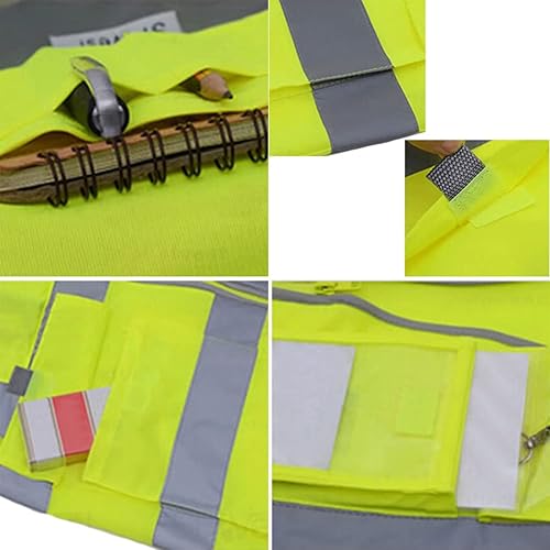 Miniatura 6 de TopTie Chaleco de seguridad frontal con cremallera de alta visibilidad clase 2 con 9 bolsillos y tiras reflectantes, cumple con las normas ANSIISEA,