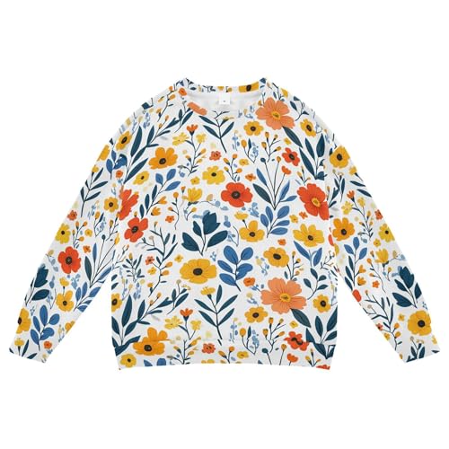 JUNZAN Spring Flowers Peonies Lily White Big Girls Hoodie Sweatshirt Long Sleeve Sweatshirts for Boys Sports 4T