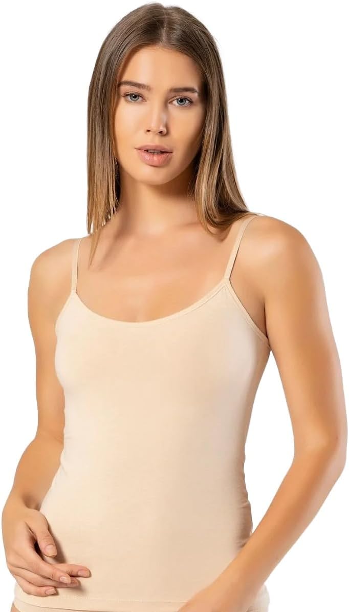 VAVONNE Spaghetti Strap Camisole Tank Tops for Women, Basic Slim-Fit Cotton Cami Undershirts - Image 5