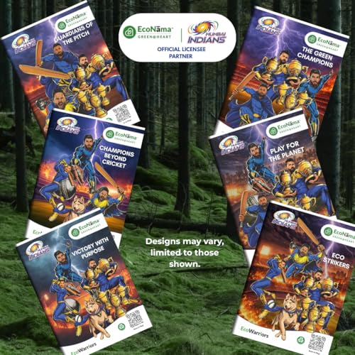 Image of Eco Warriors Mumbai Indian Series A4 Notebooks 72 Pages 100% Recyclable Eco Friendly for Students Colleges & Daily Study Use Pack Of 12 (Design may Vary)