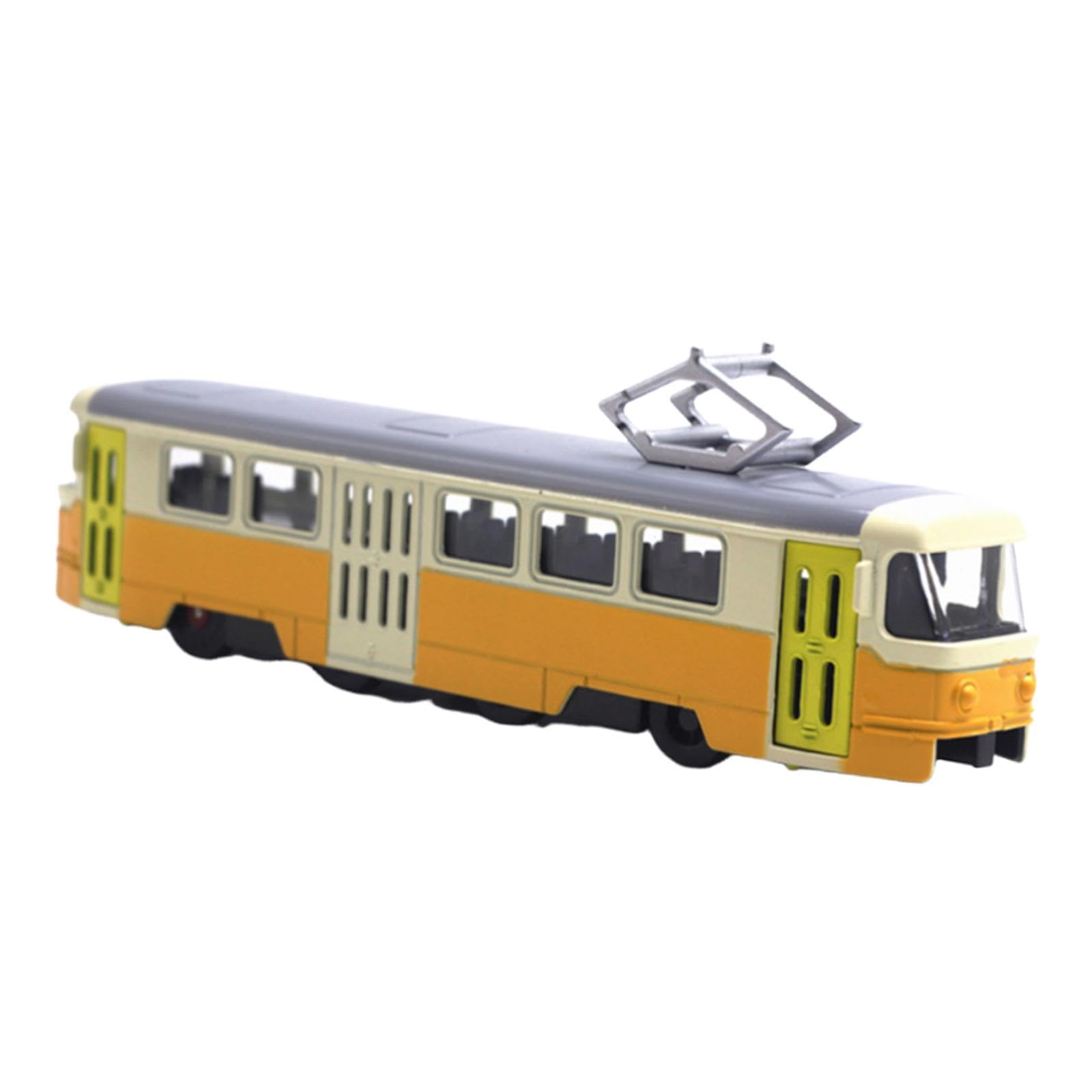 Elektrisches Straßenbahn Modell, Transportauto Modell 1/90, aus Metall mit Sound und Licht, Realistisches Dekor Dekorative, interaktive Sammelgeburtstagsgeschenke, Gelb